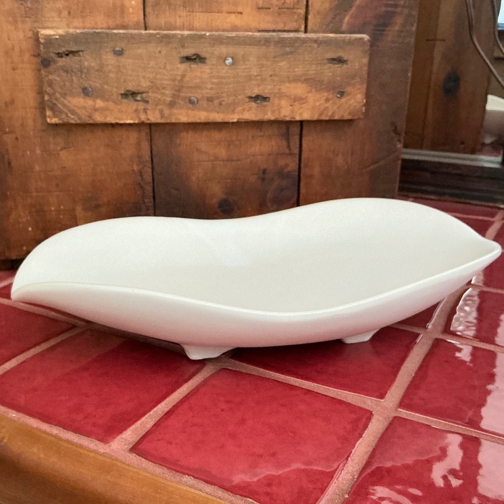 Large Vintage McCoy Footed Bowl Wavy Pedestal Plate Pottery Art Deco MCM